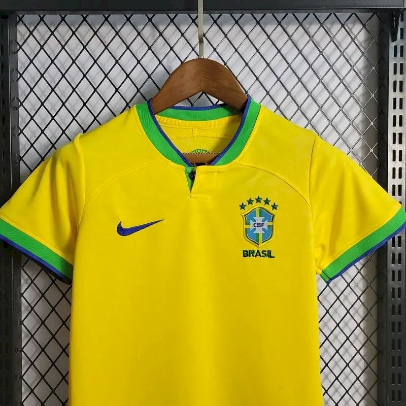 09ac2e89.jpg Kids Brazil 2022 World Cup Home Kit - Image 4