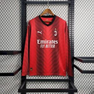 Mens AC Milan 2023/24 Home Long Sleeve Jersey