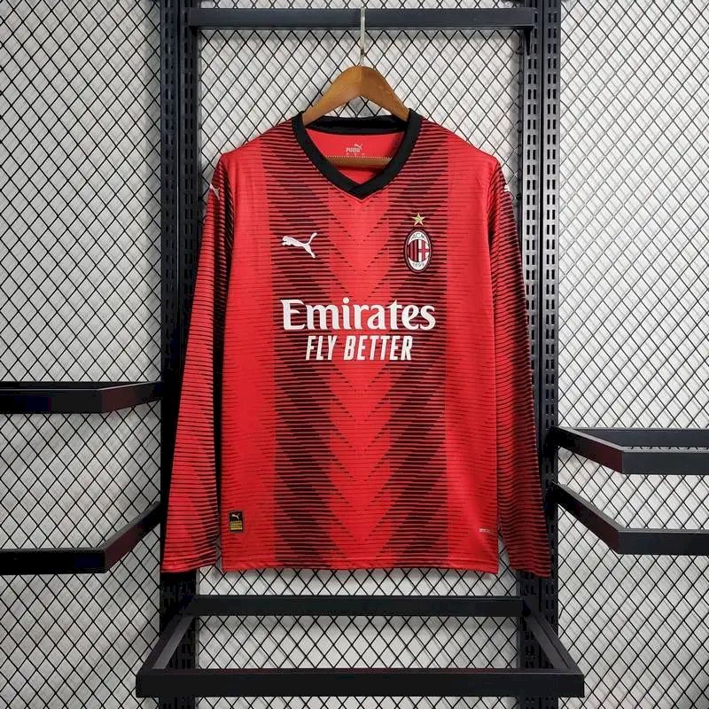 2023071809254014.jpg Mens AC Milan 2023/24 Home Long Sleeve Jersey - Image 1