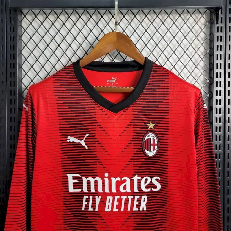 2023071809254738.jpg Mens AC Milan 2023/24 Home Long Sleeve Jersey - Image 2