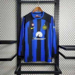 Mens Inter Milan 2023/24 Home Long Sleeve Jersey With AD