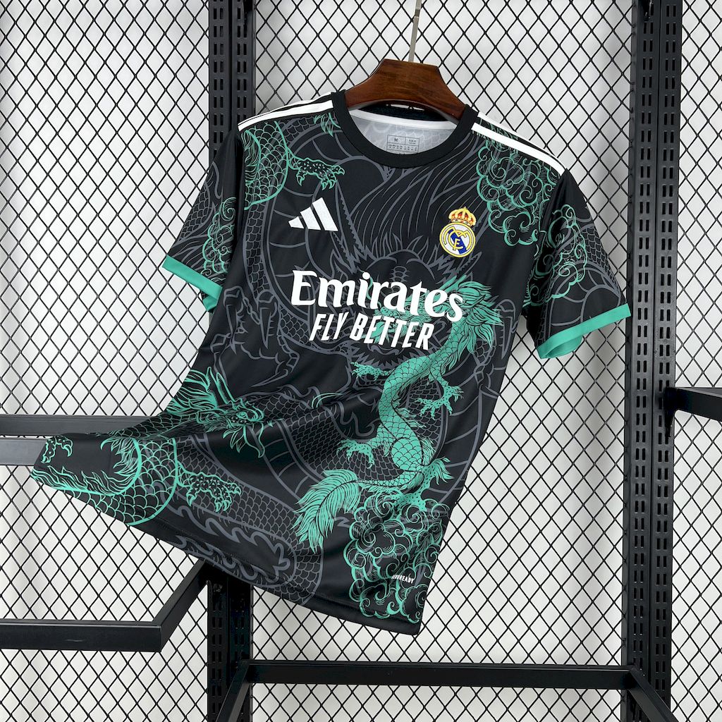 2025032017314970.jpg Mens Real Madrid 2025/26 Green and Black Dragon Special Edition Jersey - Image 1