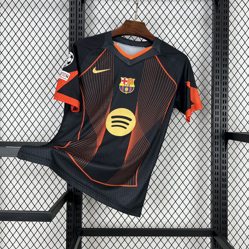 2025050114291394.jpg Mens Barcelona 2025/26 black orange special edition Jersey (With Champions League) - Image 1
