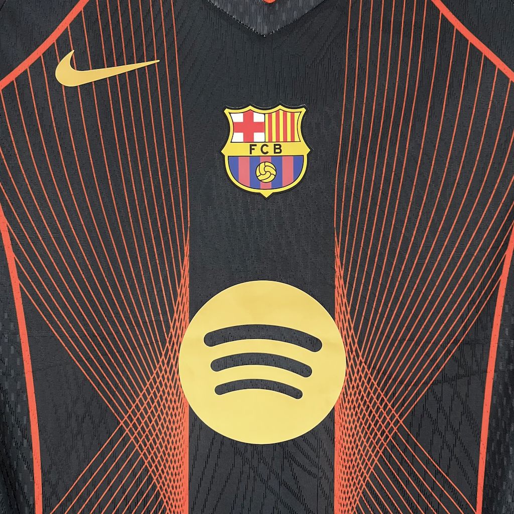 2025050114292640.jpg Mens Barcelona 2025/26 black orange special edition Jersey (With Champions League) - Image 4