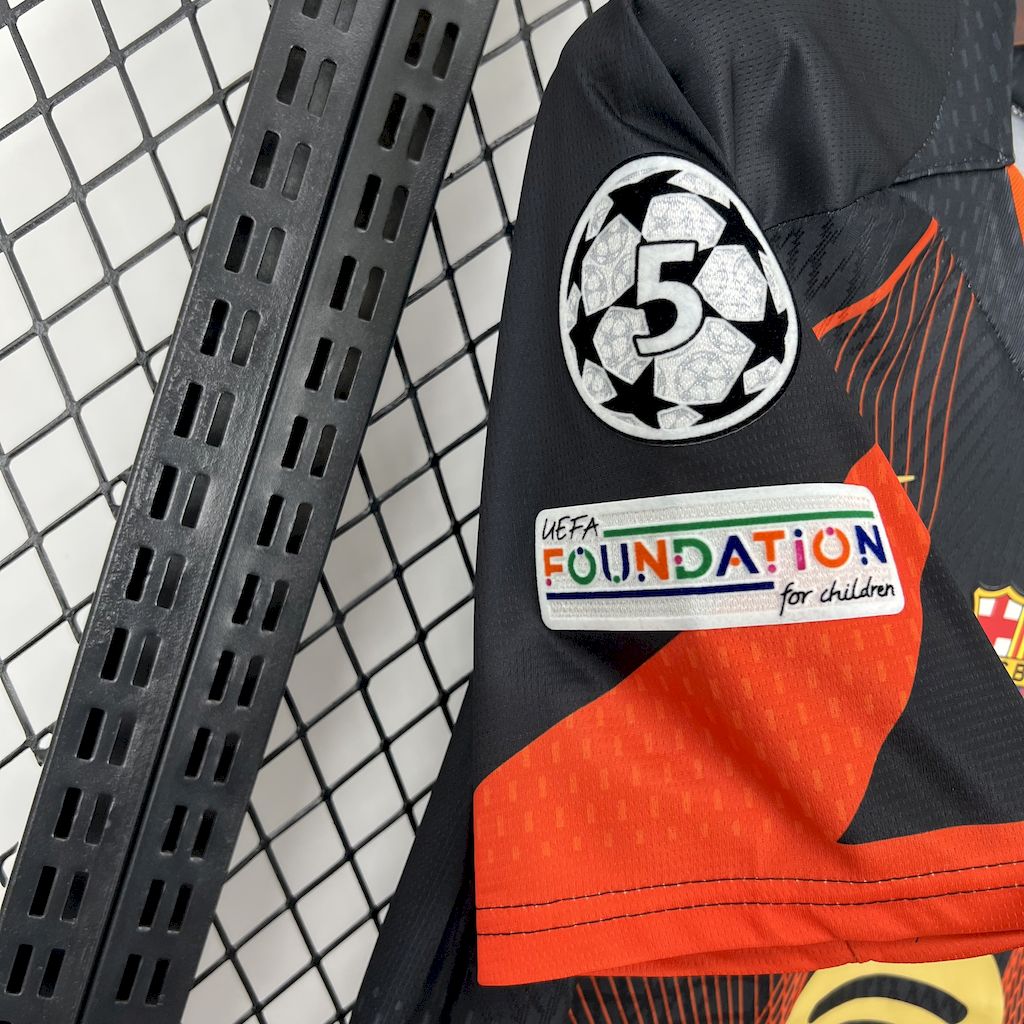 2025050114292870.jpg Mens Barcelona 2025/26 black orange special edition Jersey (With Champions League) - Image 3