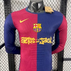 Mens Barcelona 2024/25 Travis Scott Edition Home Long Sleeve Authentic Jersey