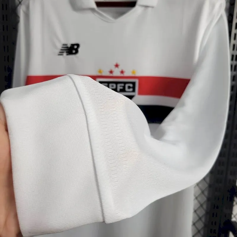 81980ef12ef9e9fc60d58e94a458f75b.webp Mens Sao Paulo 2024/25 Home Long Sleeve Jersey - Image 4