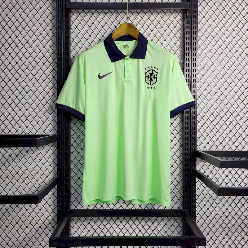 Brazil-202324-Light-Green-POLO-Jersey-52345.jpg Mens Brazil 2023/24 Light Green Polo Jersey - Image 1