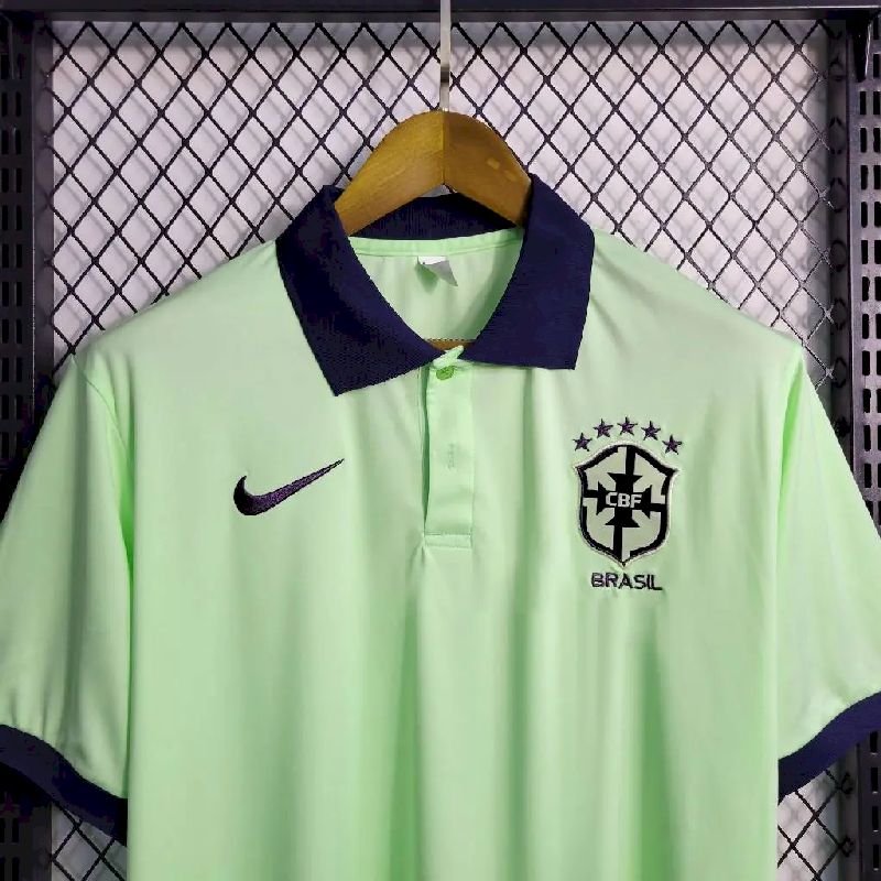 Brazil-202324-Light-Green-POLO-Jersey-52346.jpg Mens Brazil 2023/24 Light Green Polo Jersey - Image 2