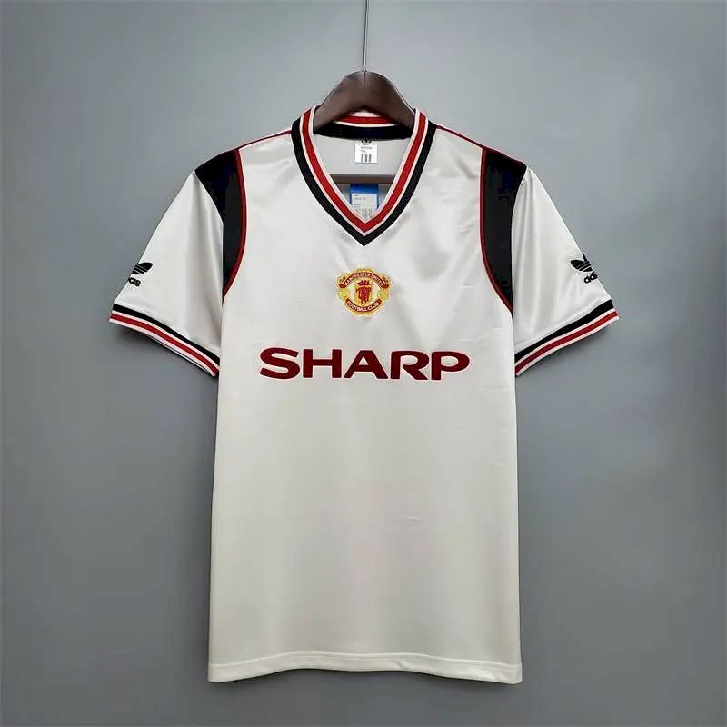 Manchester-United-1985-white-Retro-Jersey-52603.jpg Retro Manchester United 1985 White Jersey - Image 1
