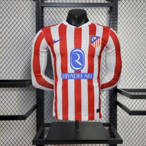 Mens Atletico Madrid 2025/26 Home Long Sleeve Authentic Jersey