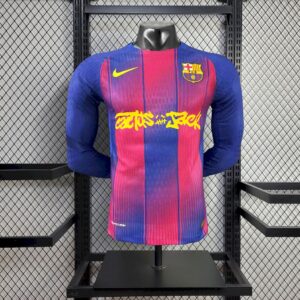 Mens Barcelona x Travis Scott 2025/26 Home Long Sleeve Authentic Jersey