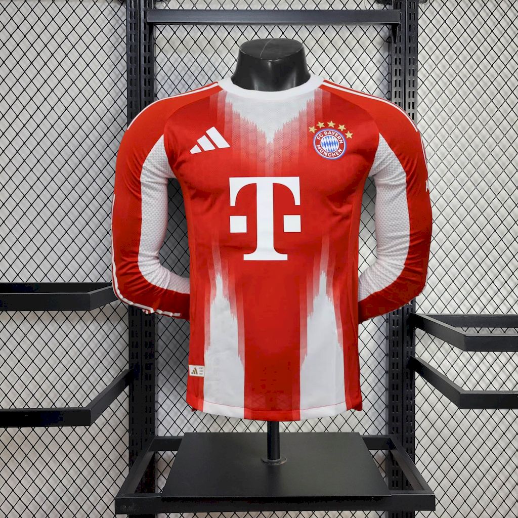 Player-Bayern-Munich-home-Long-Sleeve-20252026-New-Season-Football-Jersey-Sports-Shirt.jpg Mens Bayern Munich 2025/26 Home Long Sleeve Authentic Jersey - Image 1