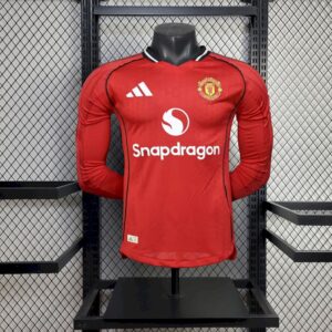 Mens Manchester United 2025/26 Home Long Sleeve Authentic Jersey
